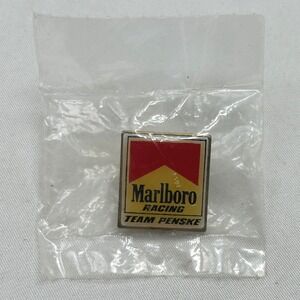 Vintage Marlboro Racing Team Penske Lapel Pin Gold Tone Enamel Square Logo